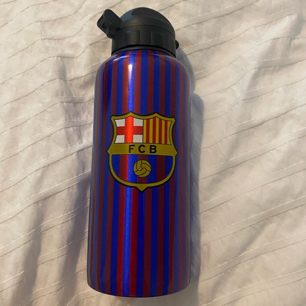 FCB Barcelona Striped Blue and Red Small Metal Water Bottle